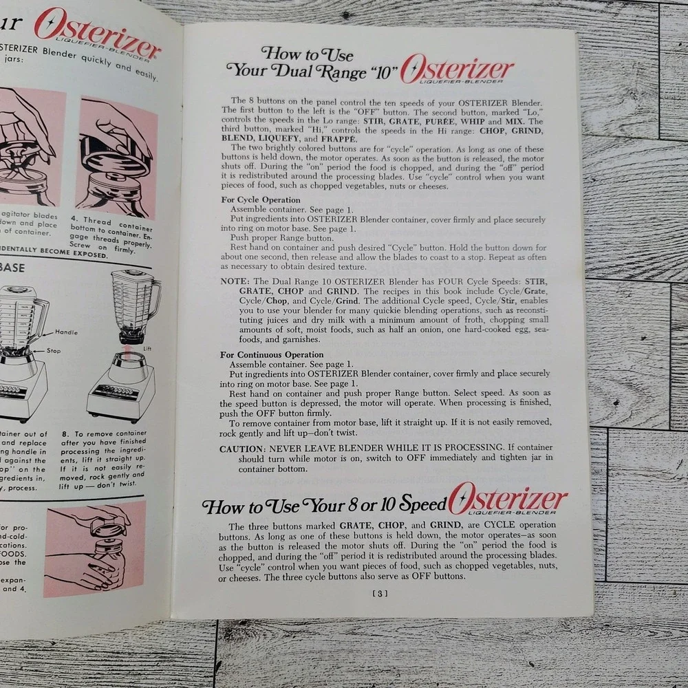 Osterizer Blender Spin Cookery Cookbook Owners Manual Booklet & Recipes 1973 Vtg
